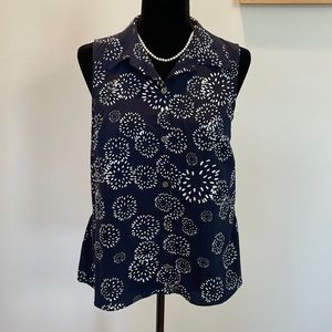 EUC! CABI small navy and white top